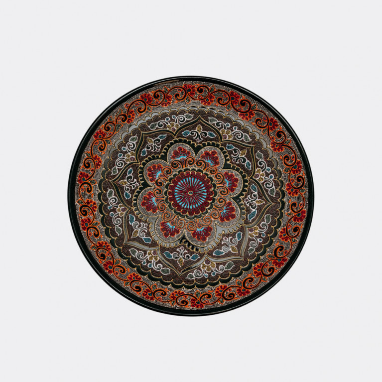 Unique handmade decorative plate from Uzbekistan, 38 cm, drip technique